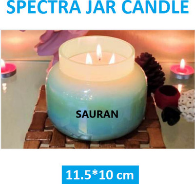 Sauran Spectra jar 11.5/10 cm Candle(Blue, Pack of 1)