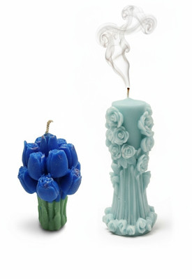 SCENTIV Piller Tulip Flower Decorative Scented Candle Combo Candle(Multicolor, Pack of 2)