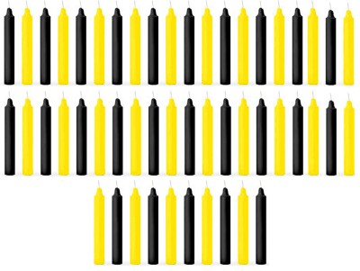 ASIDEA Pack of 50 Stick candles for home decoration, BIrthday, Diwali, Party Candle(Black, Yellow, Pack of 50)