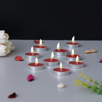 eCraftIndia Set of 10 Strawberry Scented Tea Light Candles - Perfect for Gifting, Home Candle(Red, Pack of 10)