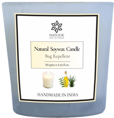 NATUUR Bug Repellent Soy Wax Candle - Soy Wax & Essential Oils, Sweet Rose Candle(Grey, Pack of 1)