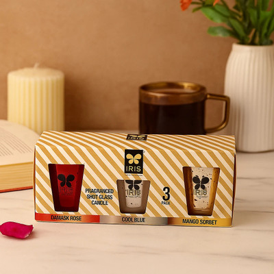 IRIS Fragranced Mercury Shot Glass Candle Trio Candle(Multicolor, Pack of 3)