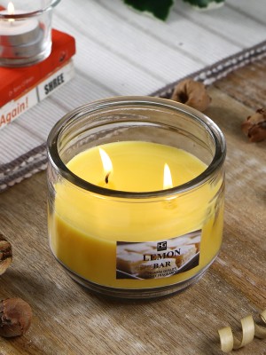 Hosley Lemon Bar Fragrance Two Wick Jar Perfect for Home Decor|Burn Time 70 Hours Candle(Yellow, Pack of 1)