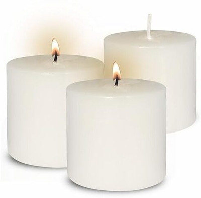 Pure Source India Paraffin Wax Scented Pillar Candles for Home Decor Candle(White, Pack of 3)