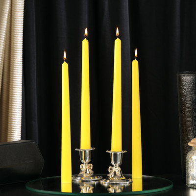 Parkash Candles Unscented Dripless Taper Candles || Candle Light Dinner || Spell || Set of 4 Candle(Yellow, Pack of 4)