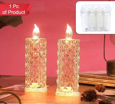DeoDap LED Rose Candles – Flameless Acrylic Tea Lights for Decor & Gifting | Candle(White, Yellow, Pack of 1)