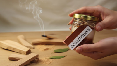 SUGAMYA Sugamua_sandalwood_scented_soywax_jar-candle Candle(Brown, Pack of 1)