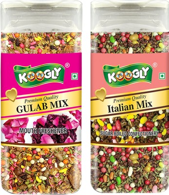 Koogly Premium Quality After Meal Digestive Mukhwas Gulab Mix, Italian Mix Mouth Freshener(2 x 210 g)