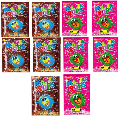 Magic Pops Popping Candy | Cola & Strawberry Flavour Candy(10 x 5.5 g)