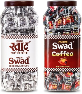 SWAD Digestive Candy And Coffee Flavour, Ayurvedic, Authentic Khatti Mithi Toffee, 200 Toffee x 2 Jar Toffee(1200 g)