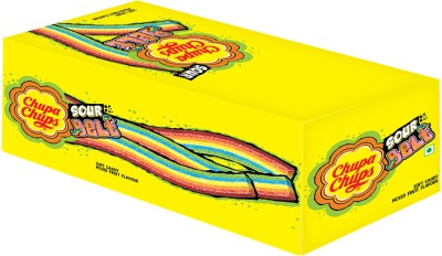 Chupa Chups Sour Belt Soft Candy Mixed Fruit Sour Candy(12 x 57.6 g)