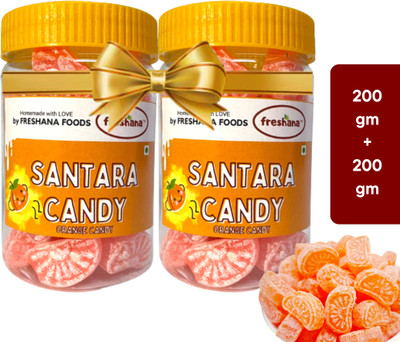 freshana Orange Candy|Narangee Toffee|Santara Flavoured Toffee Orange Sour Candy(2 x 200 g)