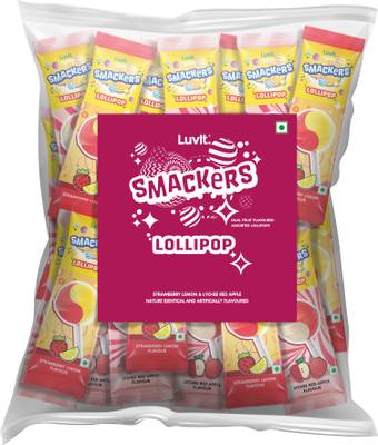 LuvIt Dual Fruit Flavoured Lollipops | Strawberry Lemon, Red Apple Lychee Lollipop