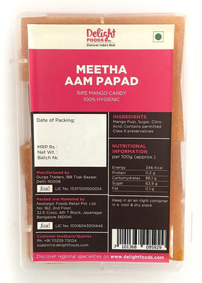Delight Foods Meetha Aam Papad- Mango Jelly Mango Candy(200 g)