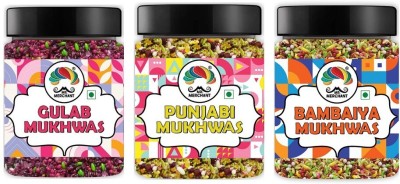 Mr. Merchant Gulab Mukhwas (300g), Punjabi Mukhwas (300g) & Bambaiya Mukhwas (300g) Mouth Freshener (Combo Pack of 3) Sweet Mouth Freshener(3 x 300 g)