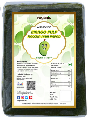 Veganic Kachha Aam Papad | (Dried Raw Alphonso Mango Slices) | Khatta Green Aam Papad Mango(2 x 200 g)