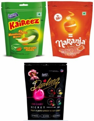 Derby KaiReez Raw Mango, Naranga Orange, Darling Secret Assorted Mint 450Gms Pack of 3 Orange, Raw Mango, Mint Candy Bar(3 x 50 pieces)