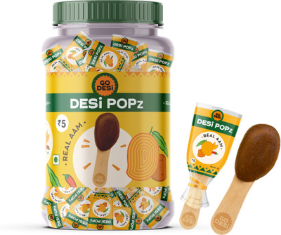 GO DESi Popz Real| Aam Candy | Fruit Snacks | Lollipop | Pop Ripe Mango Candy(100 x 9 g)
