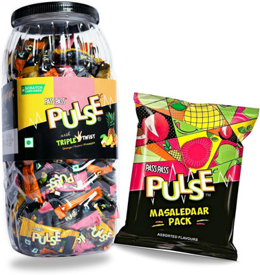 Pass Pass Triple twist mix jar (175) pcs with triple twist small pouch 50 pcs MIX FLAVOUR Candy(2 x 200 g)