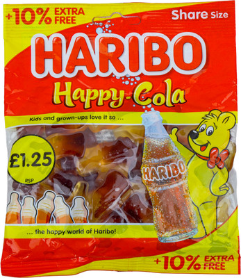 Haribo Happy Cola Gummy (THE ORIGINAL TASTE) (IMPORTED FROM GERMANY) Cola Jelly Candy(140 g)