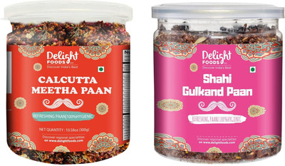 Delight Foods Calcutta Meetha Paan and Sahi Gulkand Meetha Paan (300gm each) Without Supari Traditional Mukhwas, Sweet Paan Hygienically Packed Jar Mouth Freshener(2 x 300 g)