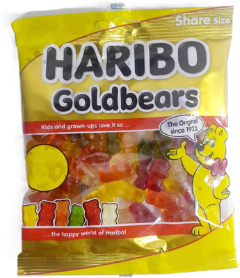 Haribo Goldbears Gummy Candy Share Size, Golden & White, Strwberry, 160 g Strawberry, Mix Fruit, Raspberry, Pineapple, Orange Candy(154 g)