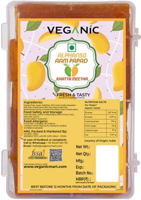 Veganic Aam Papad (Dried Alphonso Mango Slices) | Khatta Meetha Aam Papad (Orange Colour) Mango(2 x 200 g)