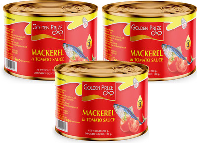 Golden Prize Mackerel In Tomato Sauce 200Gms Each - Pack of 3 Units Sea Foods(200 g, Pack of 3)