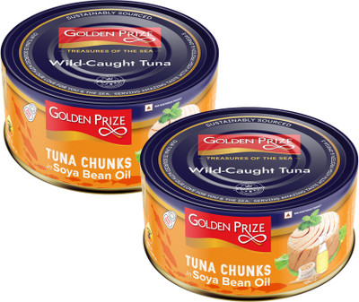 Golden Prize Tuna Chunk In Soyabean Oil 185 Gms Each - Pack of 2 Units Sea Foods(185 g, Pack of 2)