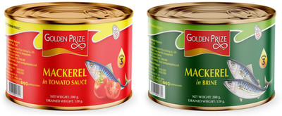 Golden Prize Mackerel In Tomato Sauce and Mackerel In Brine (2 x 200gms Each) (Combo) Sea Foods(400 g, Pack of 2)