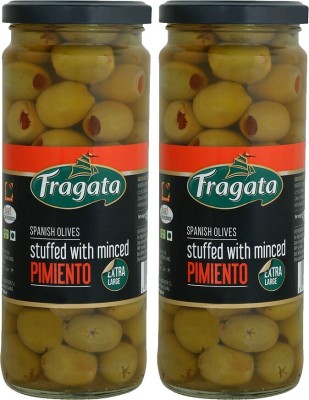 Fragata Green Olives Stuffed with Minced Pimiento 450g (Pack of 2) Olives(900 g, Pack of 2)