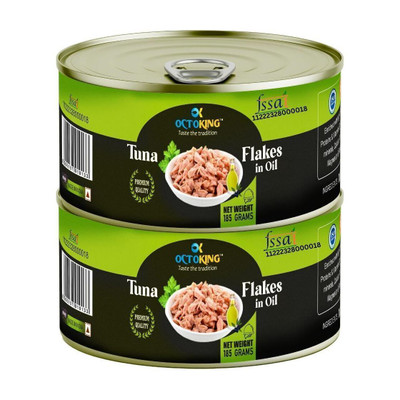 Octoking Tuna Flakes in Oil 185g x 2 Sea Foods(370 g, Pack of 2)