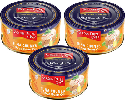 Golden Prize Tuna Chunk In Soyabean Oil 185 Gms Each - Pack of 3 Units Sea Foods(185 g, Pack of 3)