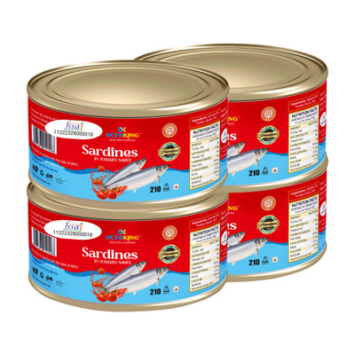 Octoking Sardines in Tomato Sauce 210g Sea Foods(840 g, Pack of 4)