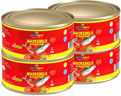 Octoking Mackerels in Tomato Sauce 210g Sea Foods(840 g, Pack of 4)
