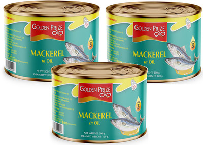 Golden Prize Mackerel in Oil, 200g (Pack of 3) Sea Foods(600 g, Pack of 3)