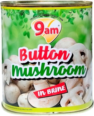 9am Button Mushroon Tin | Ready to cook | Fresh & No Preservatives Vegetables(800 g)