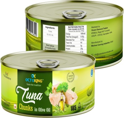 Octoking Canned Tuna Chunks in Olive Oil, Immunity Booster Sea Foods(370 g, Pack of 2)