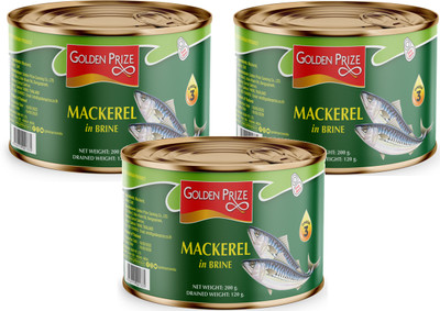 Golden Prize Mackerel In Brine 200 Gms Each - Pack of 3 Units Sea Foods(200 g, Pack of 3)