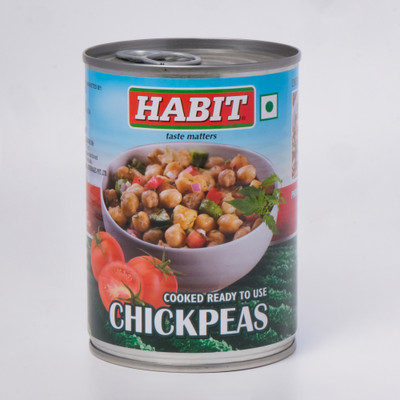 HABIT CHICKPEAS Pack of 1 x 400g Cooked Ready-to-Use for Salad, Curries, Hummus & More Beans(400 g)