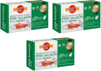 Golden Prize Smoked Pink Salmon Fillets in Oil Sea Foods(360 g, Pack of 3)