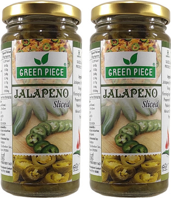 GREEN PIECE Jalapeno Sliced (230gm).(Pack of 2) Jalapenos(460 g, Pack of 2)