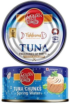 Golden Prize Tuna Chunk in Springwater 185Gms Each - Pack of 4 Units Sea Foods(740 g, Pack of 4)
