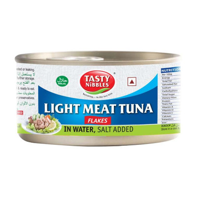 Tasty Nibbles Light Meat Tuna Flakes In Water Salt Added Sea Foods(185 g)