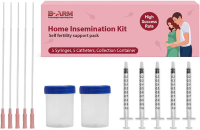 B-Arm Self Insemination Kit- Five Catheters & Syringes with 2 Collection Containers Intravenous  Cannula(Pack of 5)