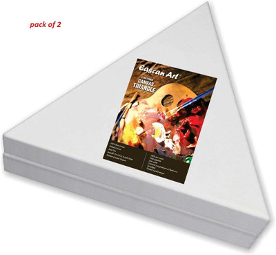 Eascan Art 8 inch Cotton Medium Grain Pre Stretched Canvas (Set of 2)(White)