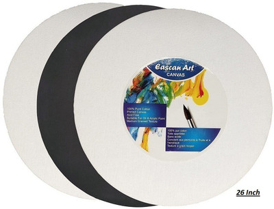 Eascan Art 26 inch Cotton Grain Stretched Pre Stretched Canvas (Set of 3)(White, Black)