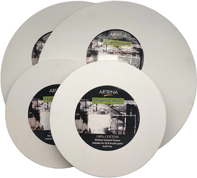 ARTRINA 12'' & 8'' Inch Cotton Medium Grain Pre Stretched Canvas (Set of 4)(White)