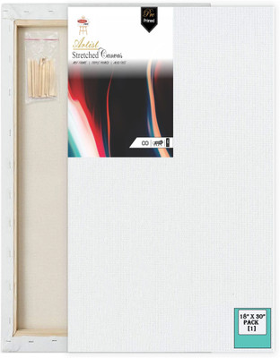 Variety Canvas 18 X 30 STRETCHED CANVAS Cotton Medium Grain Stretched Canvas Board, Pre Stretched Canvas, Board Canvas, Primed Canvas Board (Set of 1)(PURE WHITE)