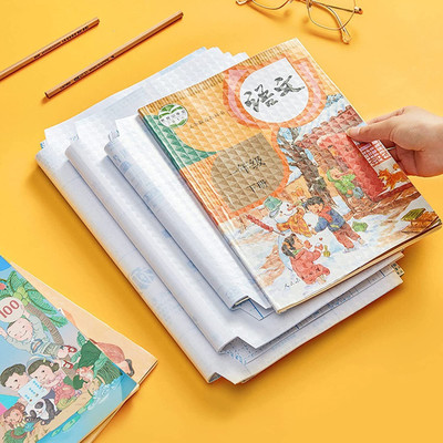 SIDGO Book Protective Cover for Students, Office, Self-Adhesive Sticker Plastic Pure Linen Soft Touch Canvas Pad (Set of 30)(Transparent)